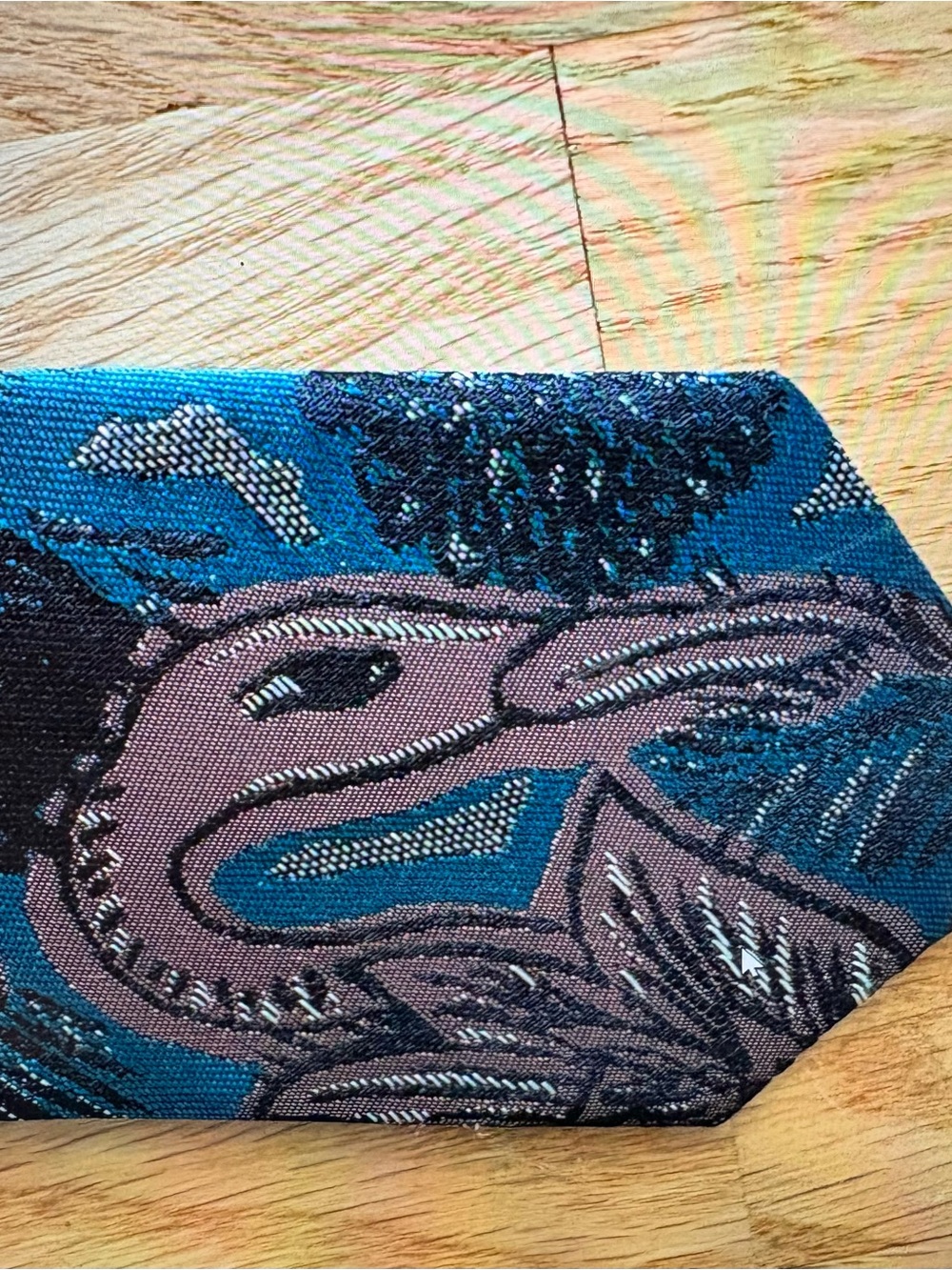 Burberry Beast Men's Silk Tie Teal Blue Botanical Floral Made in England
